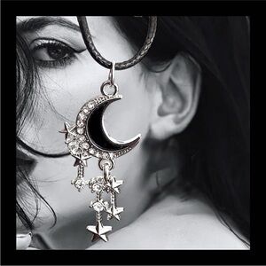 5 For $25💫Celestial Silver and Black Crescent Moon Pendant